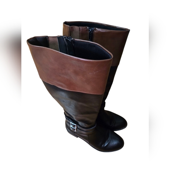 Arizona Women's Faux Leather Riding Boots Black Brown Size 7.5 - Picture 6 of 9